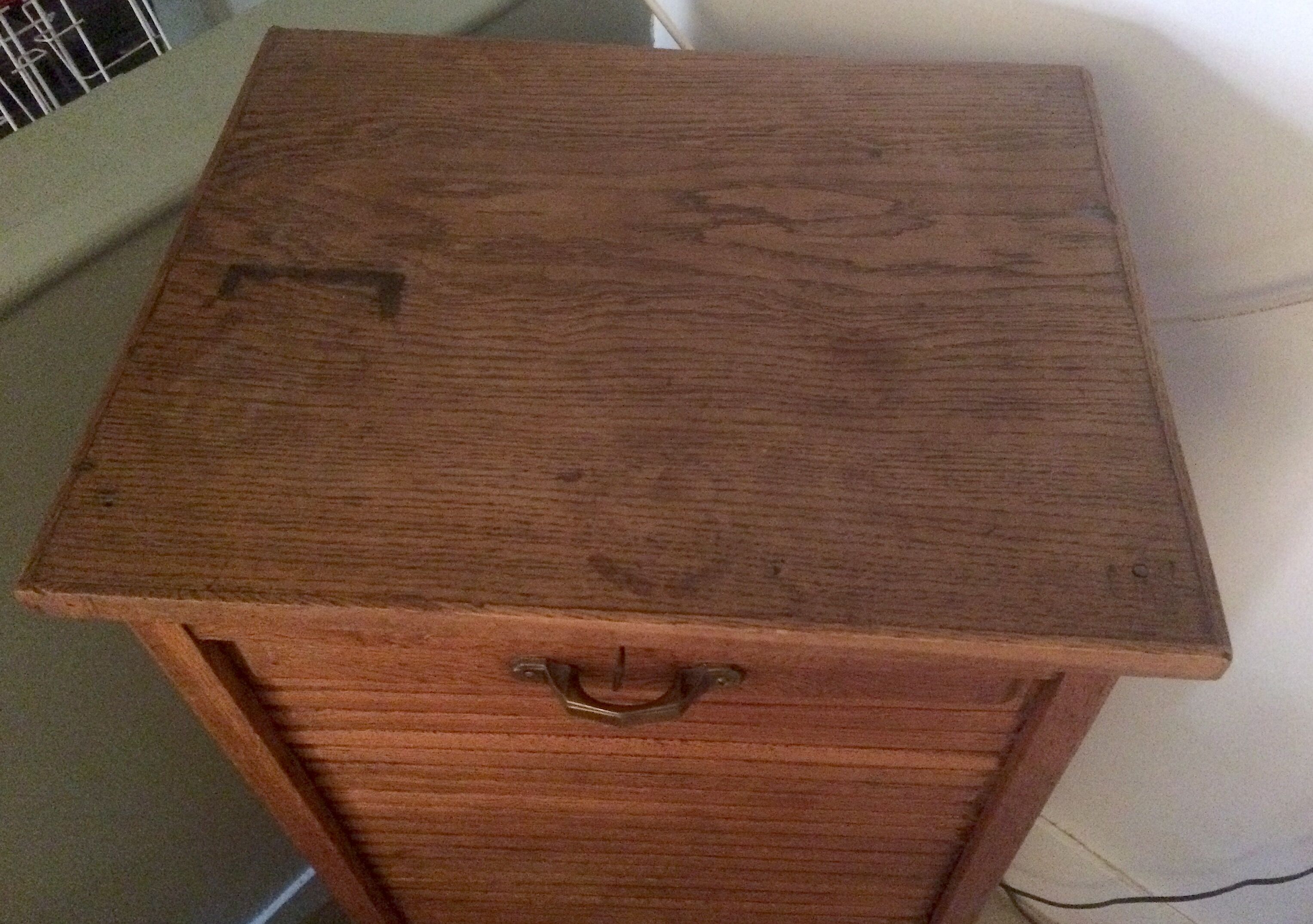 1900 oak notary curtain cabinet