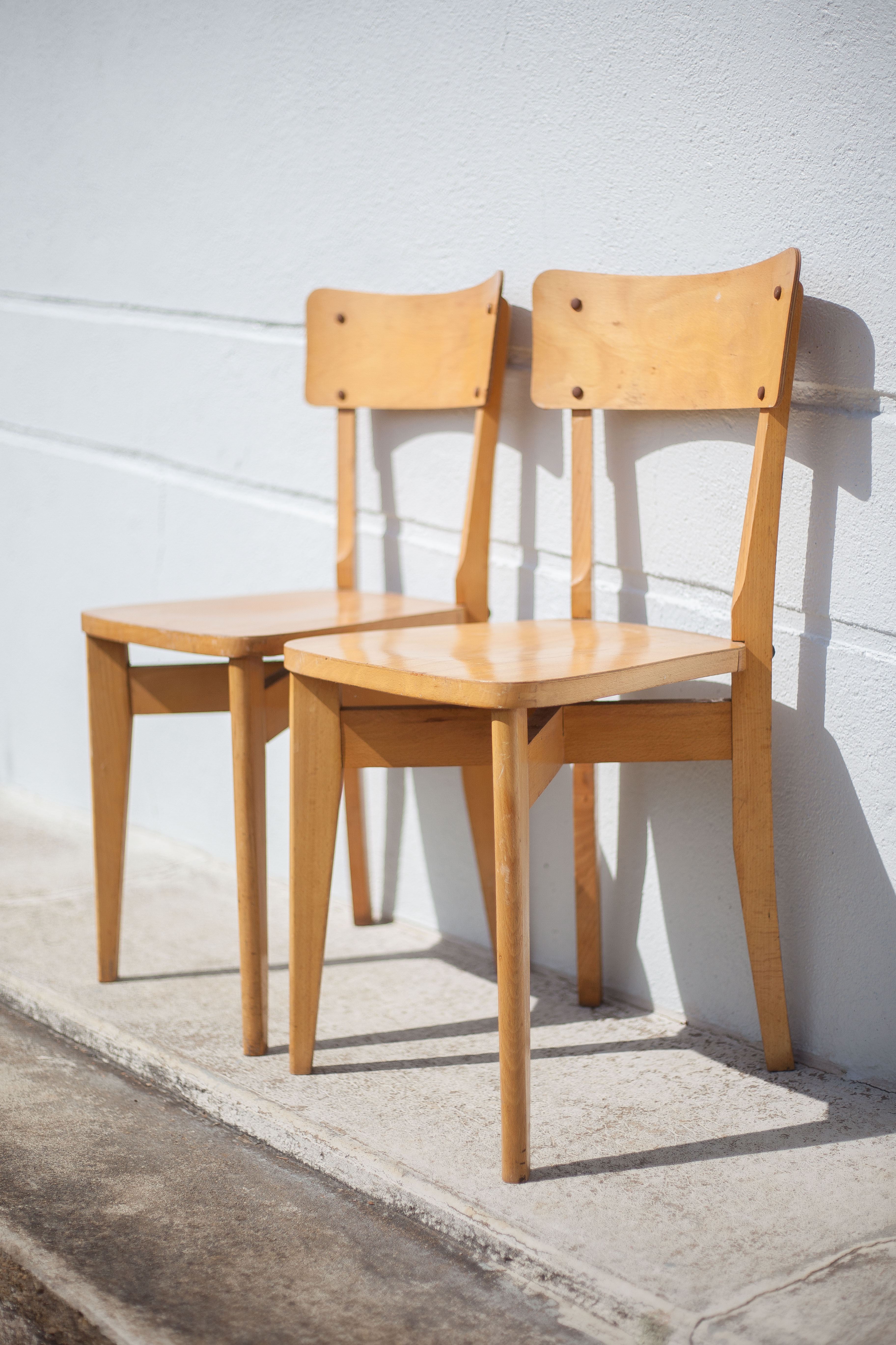 Pair of Luterma wooden chairs, light wood chair, bistro chair, extra chair, kitchen, countryside
