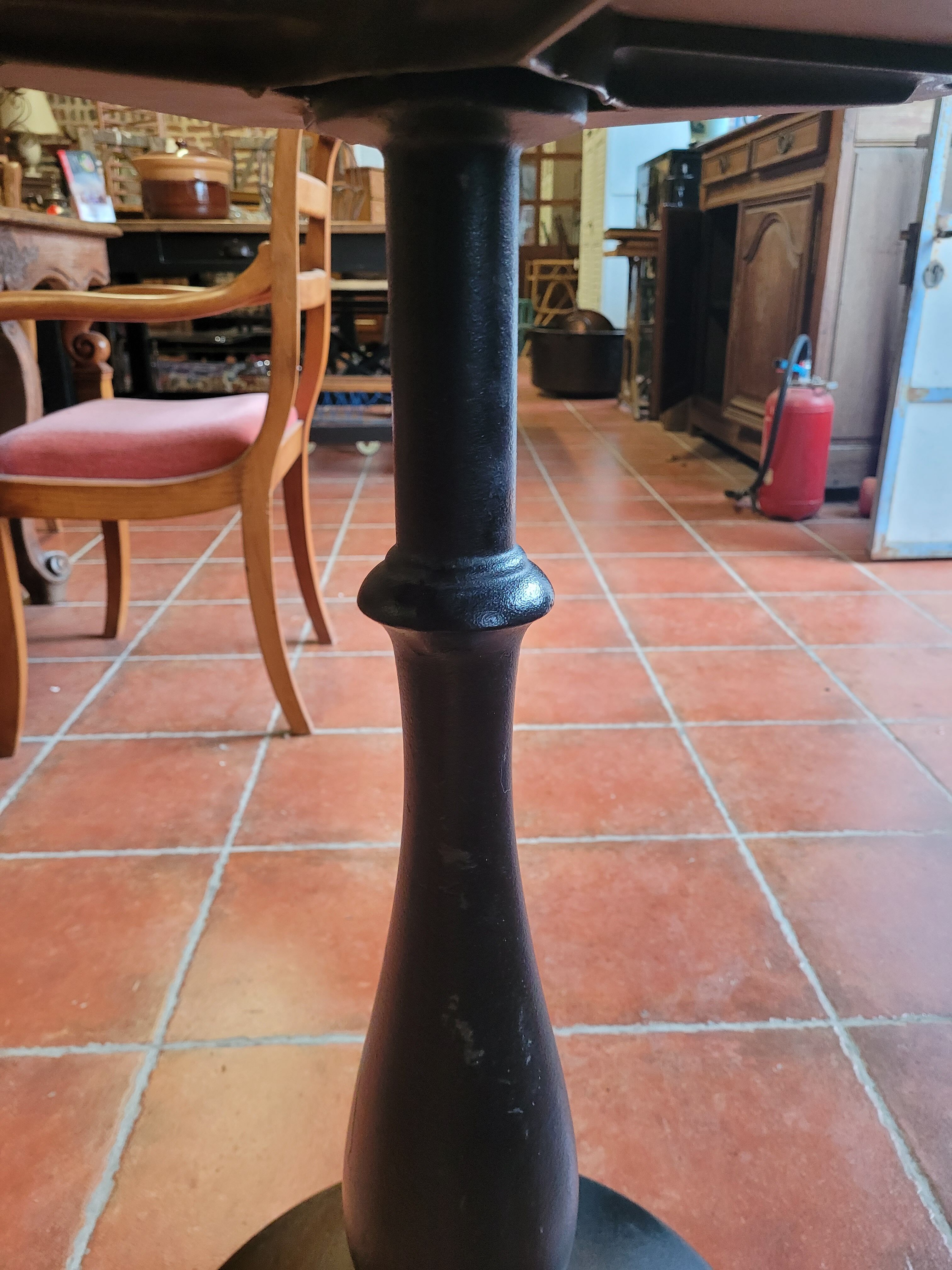 Bistro table base cast iron marble top