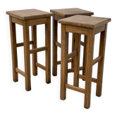 Set of 3 vintage 1960s brutalist bar stools