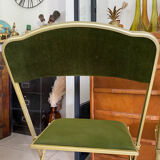 Pair of vintage green velvet folding chairs