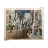 Orientalist watercolor drawing table