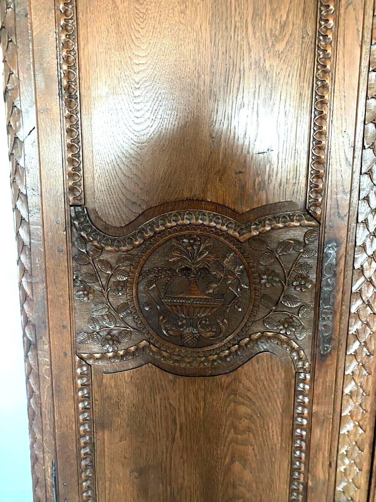 18th century carved oak bridal wardrobe