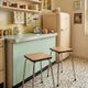 Pair of vintage school stools in formica and chrome metal – 1960s/70s