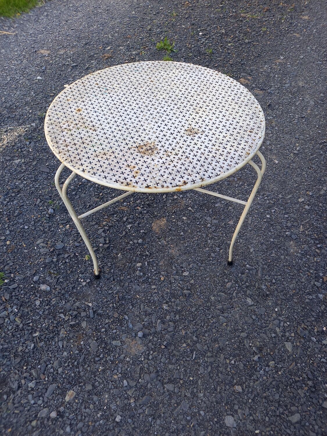Vintage perforated metal coffee table