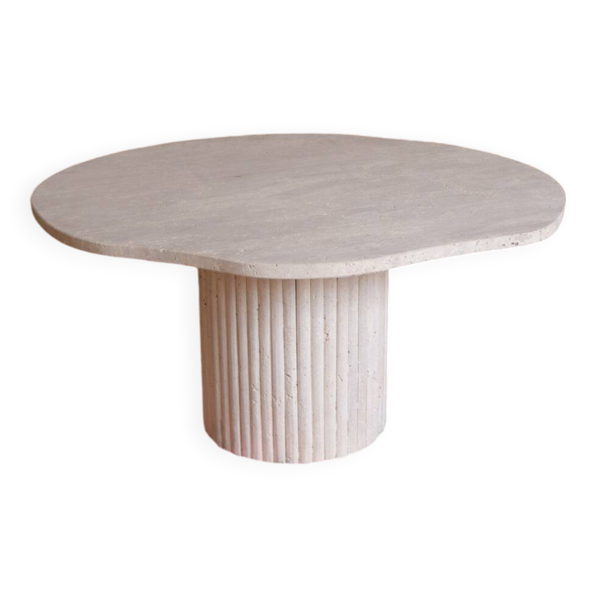 Organic shape travertine coffee table