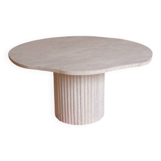 Organic shape travertine coffee table