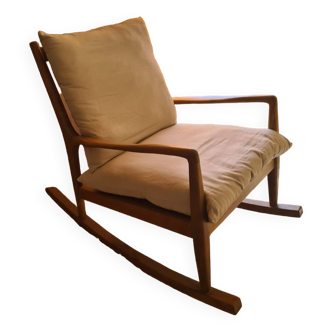 AMPM rocking chair in wood and linen