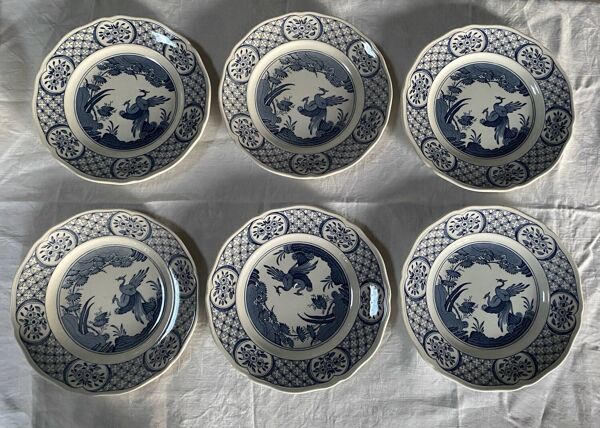6 assiettes plates Old Chelsea Furnivals anciennes