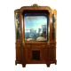 Empire style half-moon shaped mahogany bookcase with putti