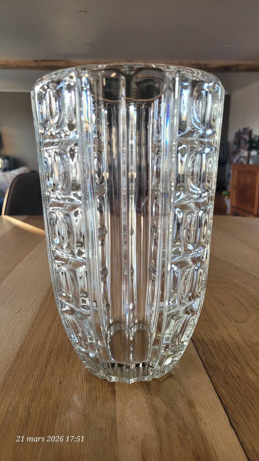 Thick transparent glass vase