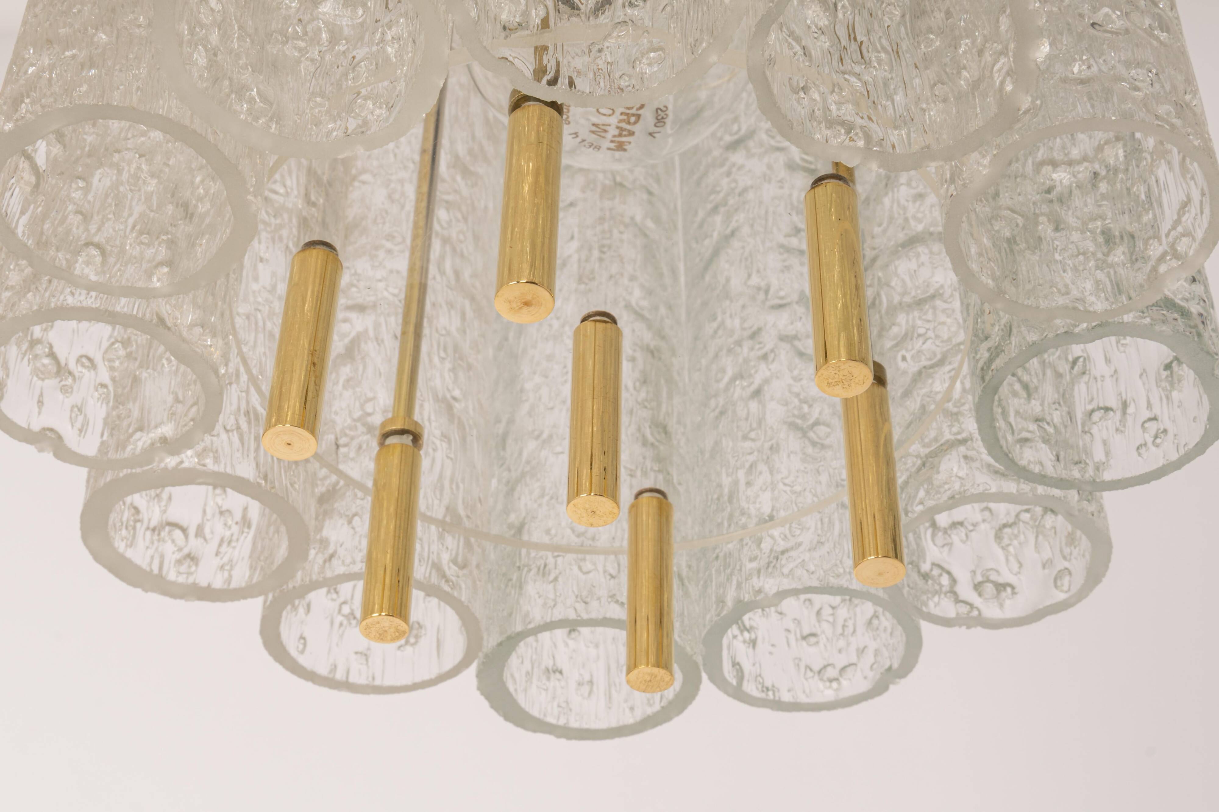 Pair of Murano glass tube pendants by Doria, Germany, 1960s.