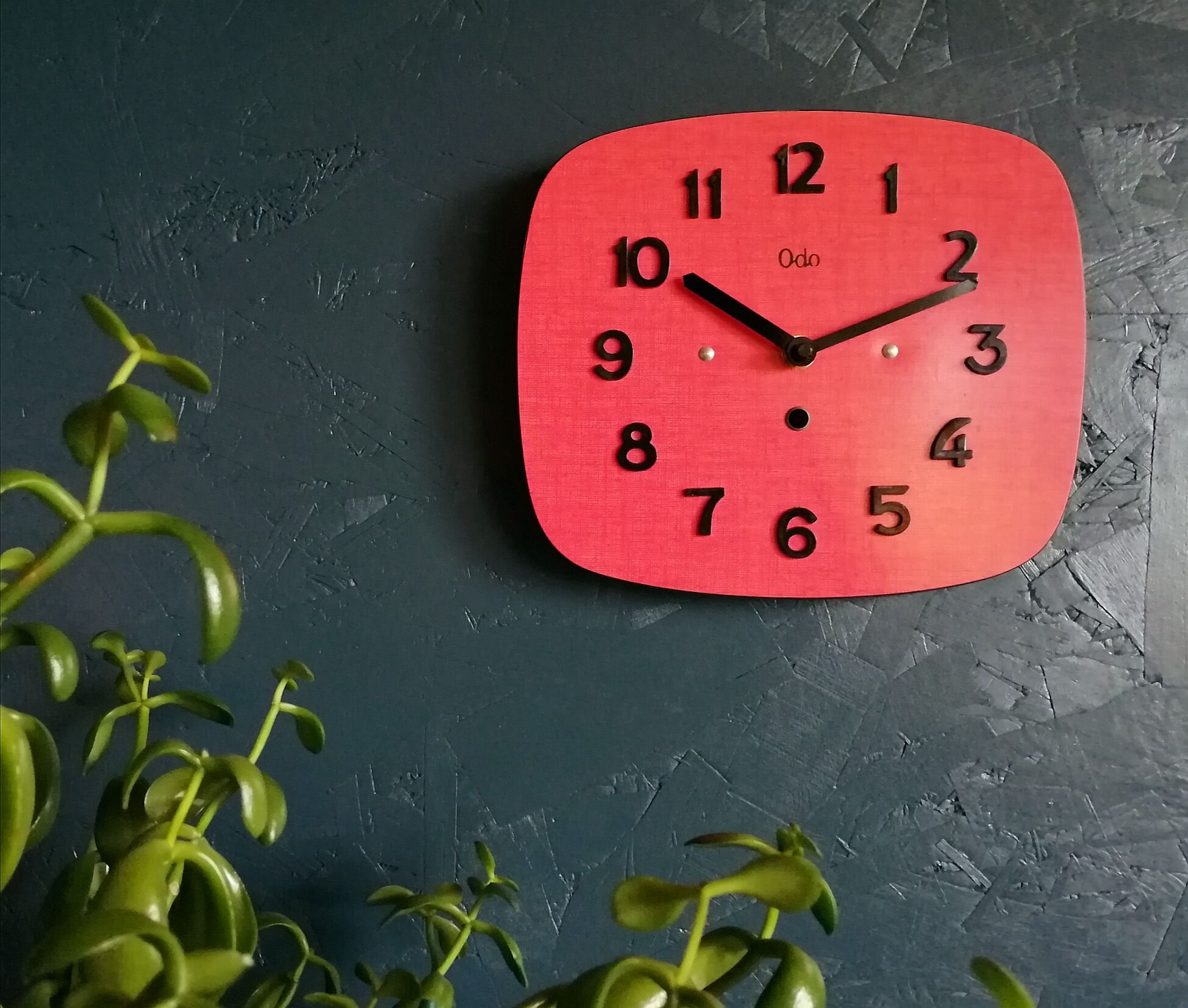 Vintage formica clock silent wall clock "red odo"