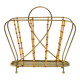 Rare Mid Century Modern magazine rack made of solid brass and genuine bambo