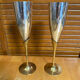 Paire Flûte Champagne Métal Chromé + Doré Vintage #E368