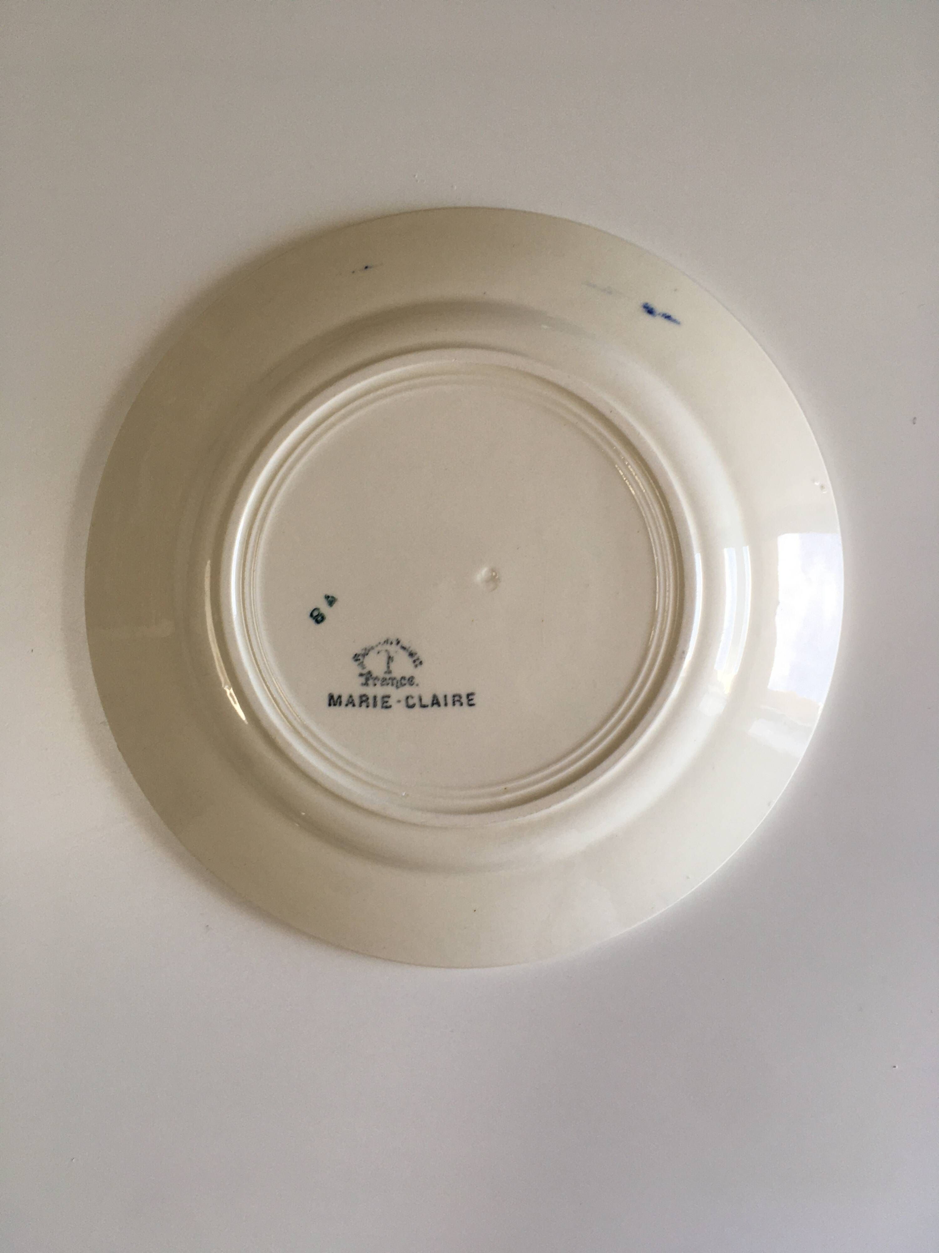 Set of 6 vintage earthenware plates - 1940s-1950s