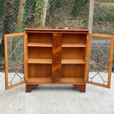 English display cabinet in glossy lacquered marquetry wood