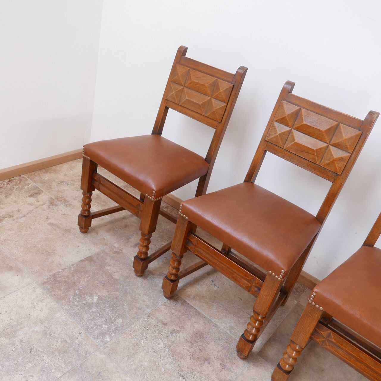 Set of four french deco dining chairs