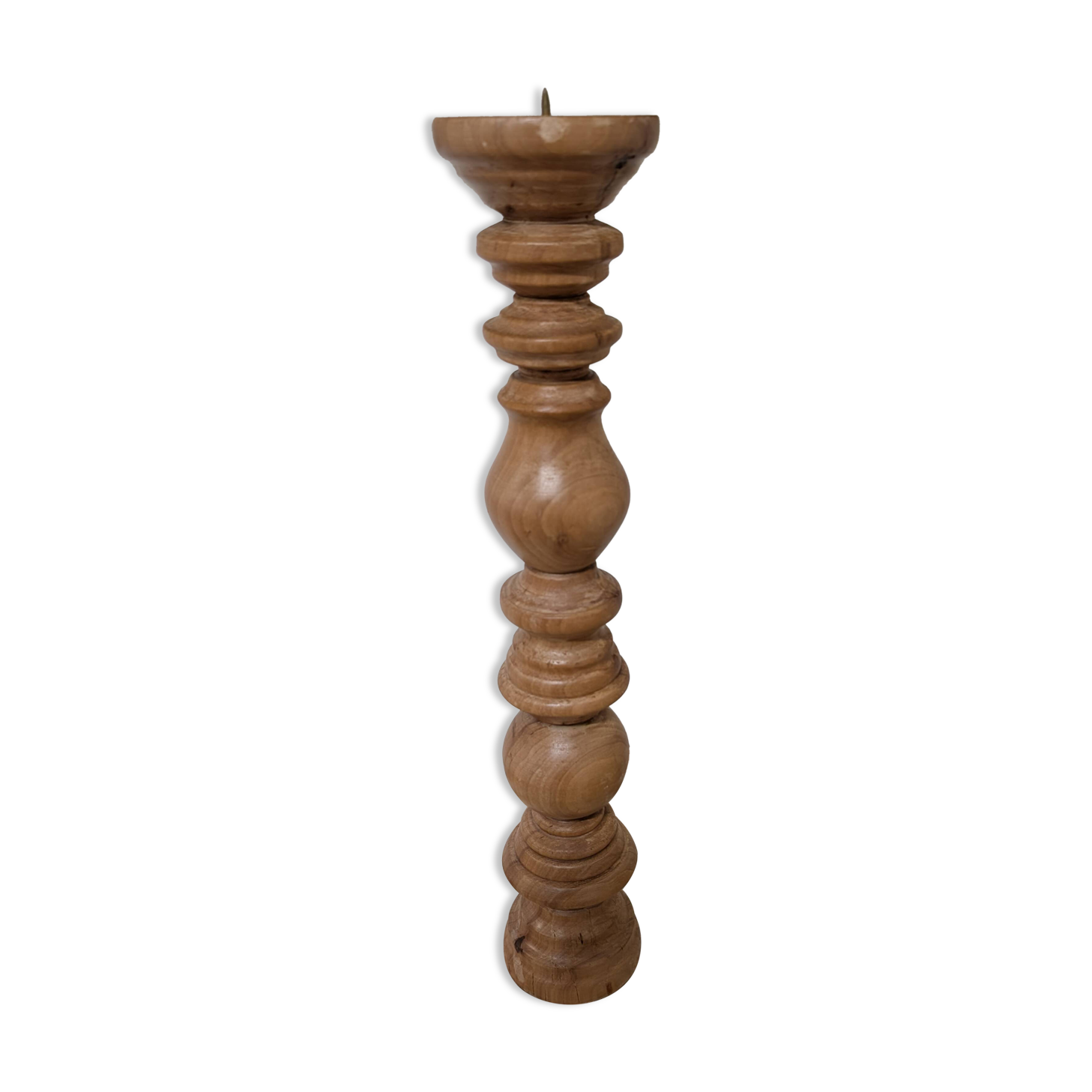 Turned wooden candlestick