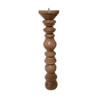 Turned wooden candlestick