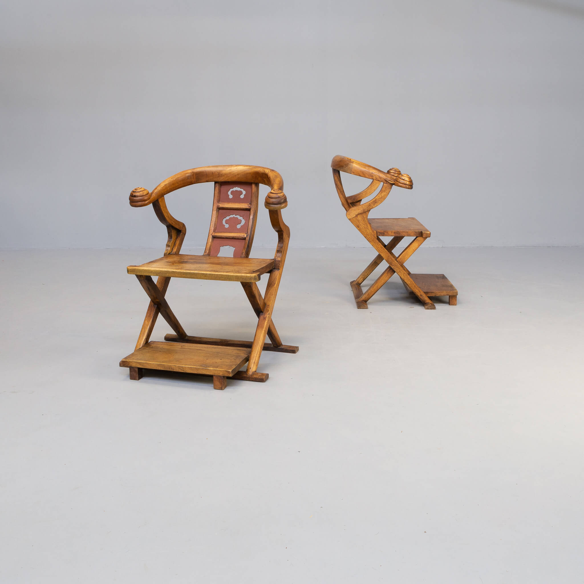 70s handmade wood carved throne chair