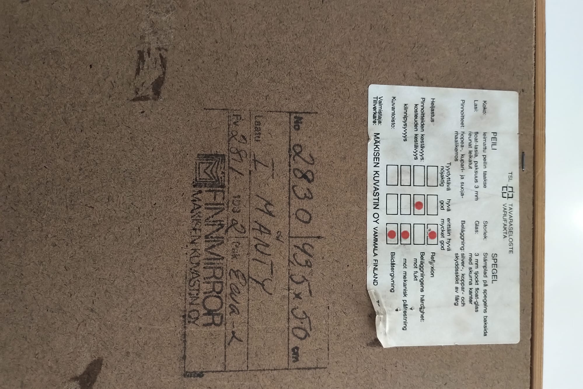 Mirror finnmirorr makisen Scandinavian vintage design in wood from the 70s