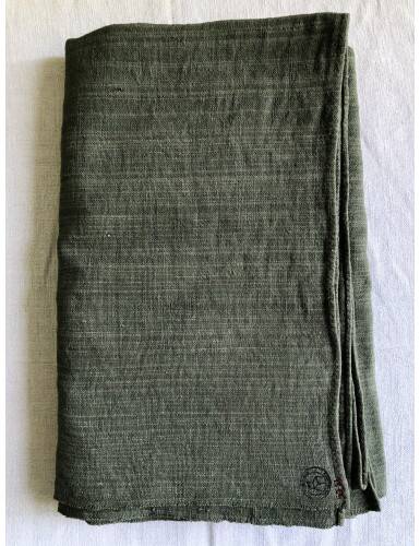 Vintage Hemp Tablecloth Dyed Khaki