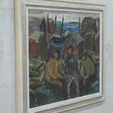 Einar Emland, Scandinavian modern painting, 1960s, Oil on Canvas, Framed