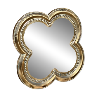 Clover mirror in patinated gold metal Diam 66 cm