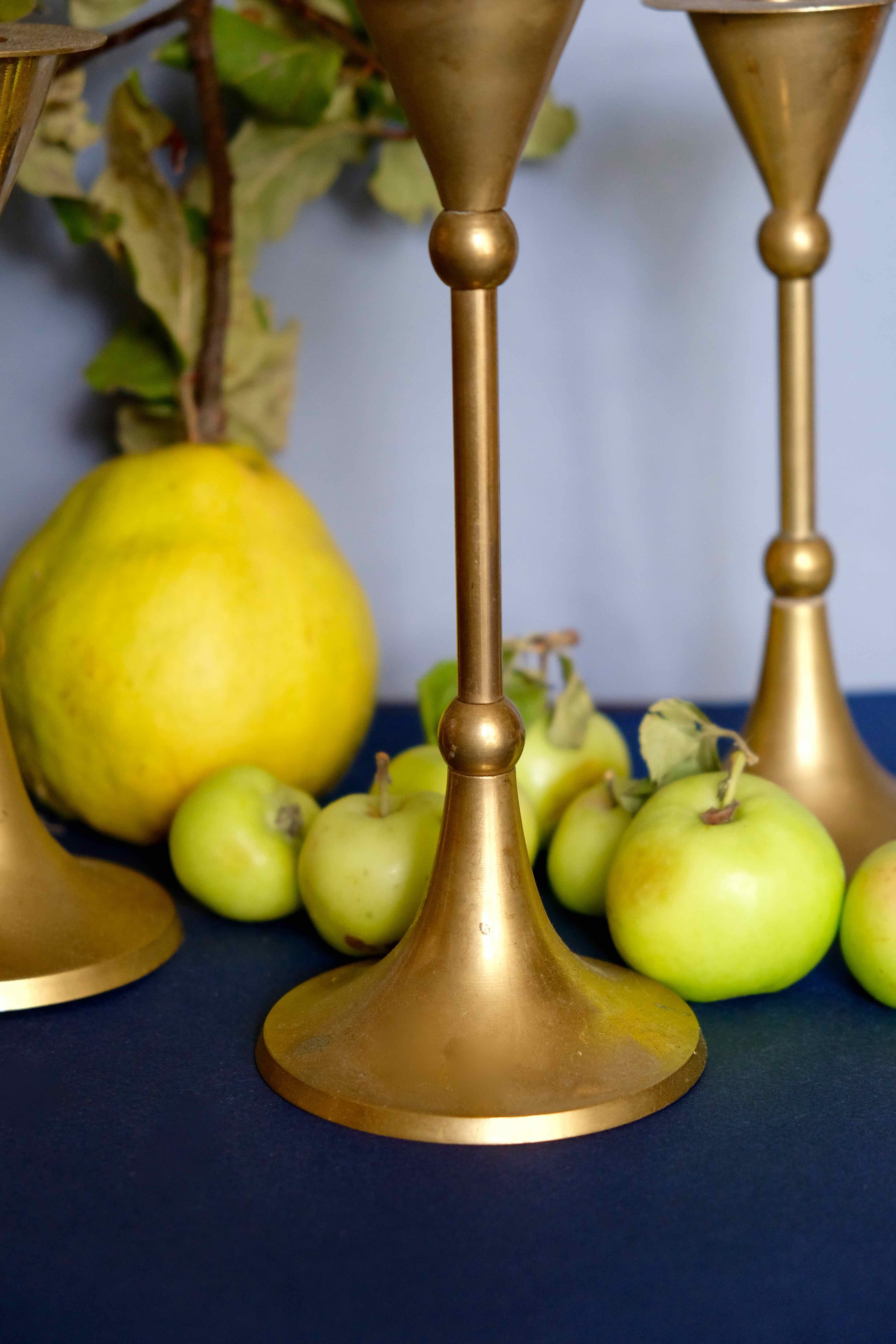 Set of 4 massive brass candlestick vintage