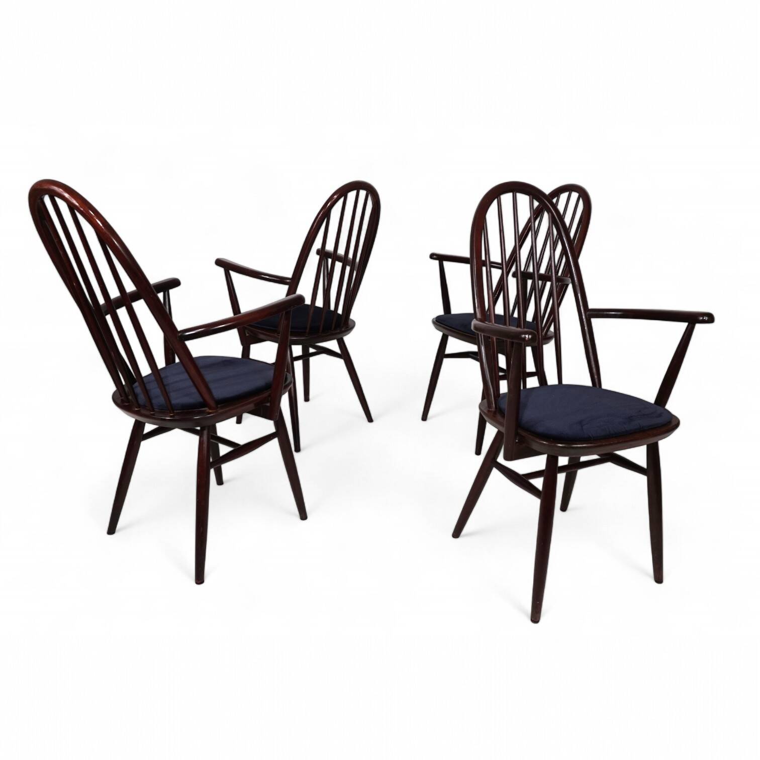 Set of 4 Windsor chairs, mahogany, 1960