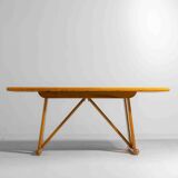 Geometrical dining table in oak, Italy 1980s