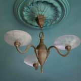 3-burner saucer chandelier of the Muller brothers Lunéville