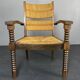 Wood turned rush armchair in the stye of Charles Dudouyt, France 1950s