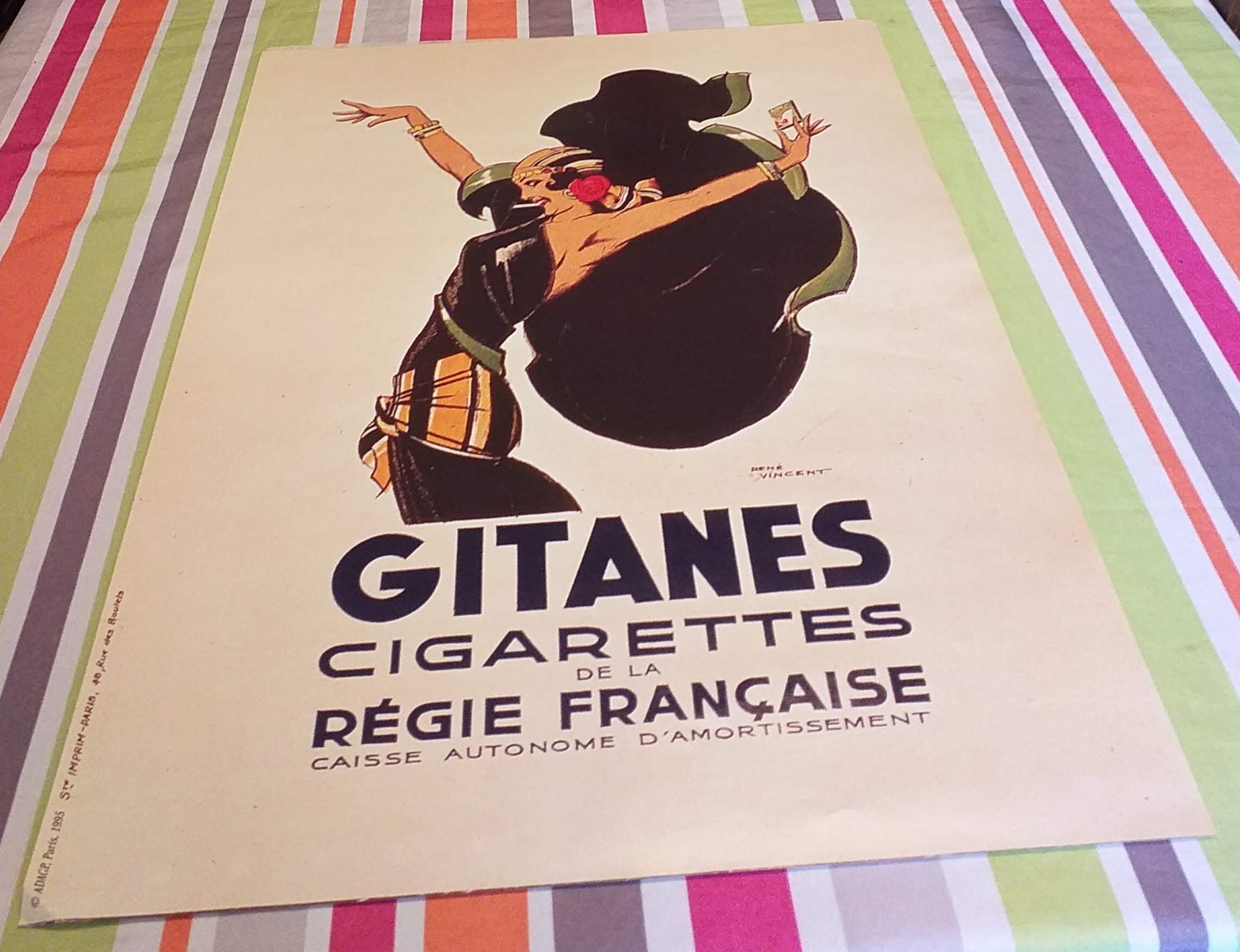 Gypsy poster cigarettes illustrator René Vincent 1995