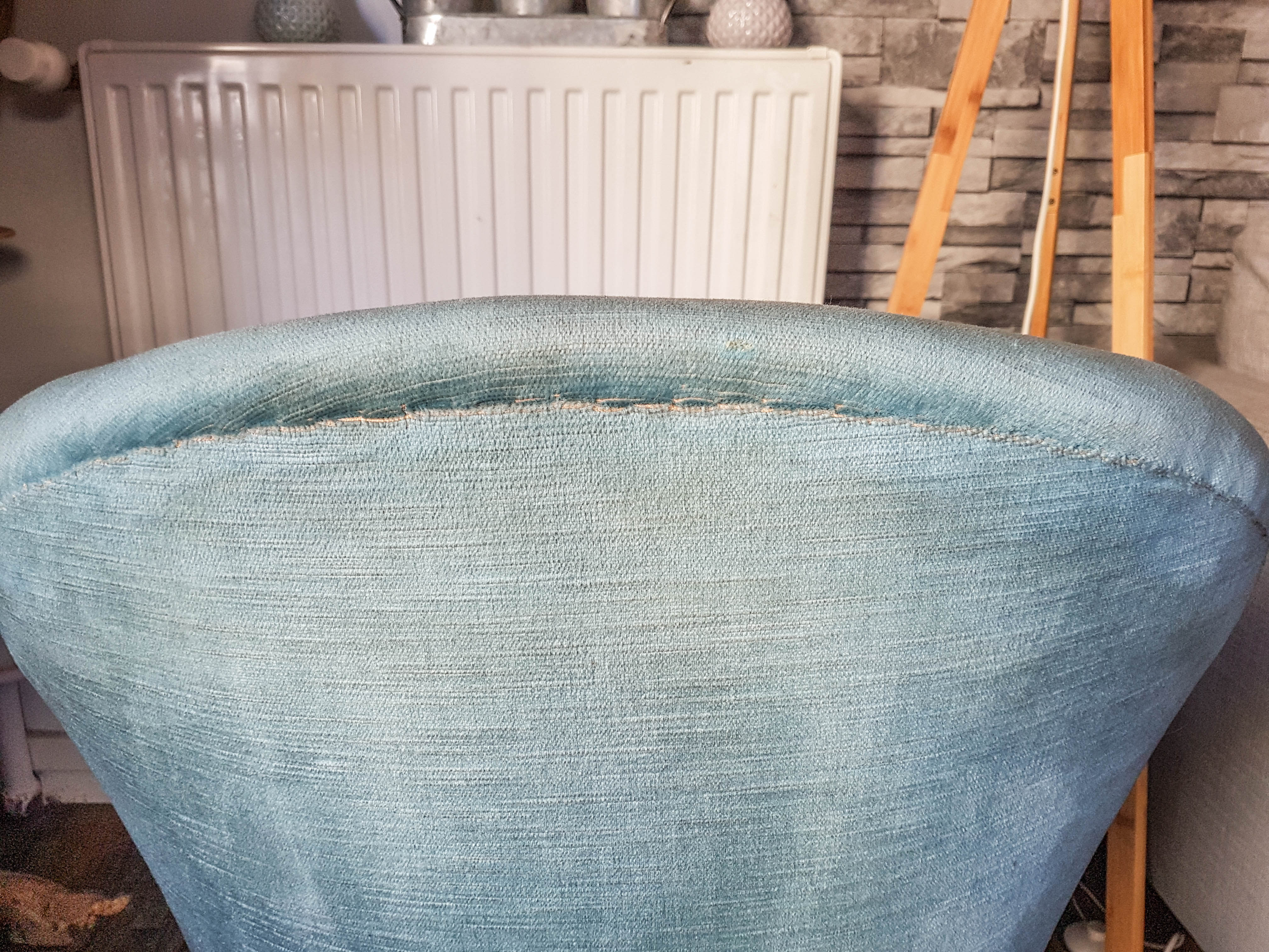Vintage toad armchair blue velvet 70s