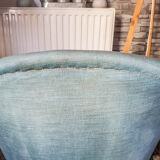 Vintage toad armchair blue velvet 70s