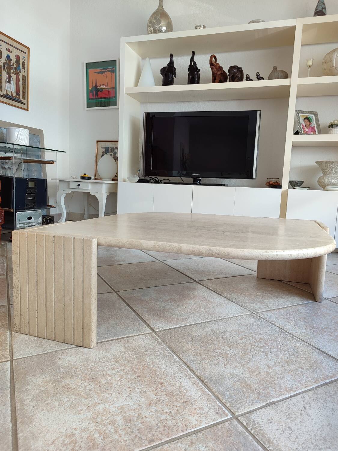 Travertine coffee table