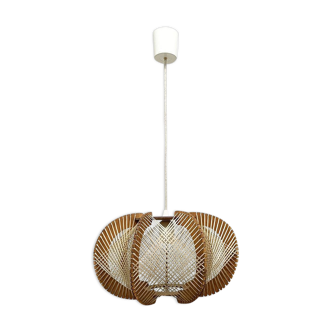 Mid century Nordic wooden pendant lamp, 1960s