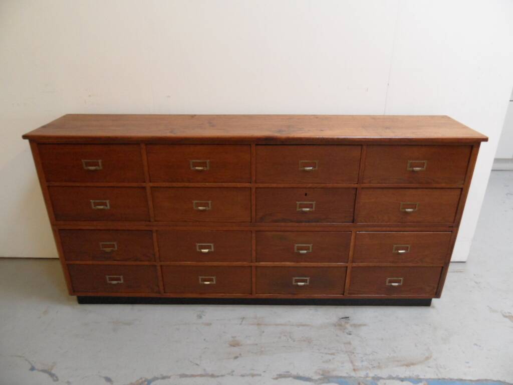 Vintage oak  shop filing cabinet with drawers