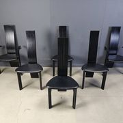 Set of 6 belgian high back dining chairs, 1980s