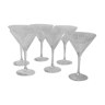 6 verres a cocktail en cristal décor taillé et gravé