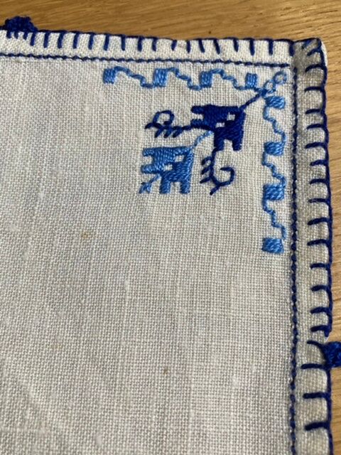 Vintage embroidered tea tablecloth