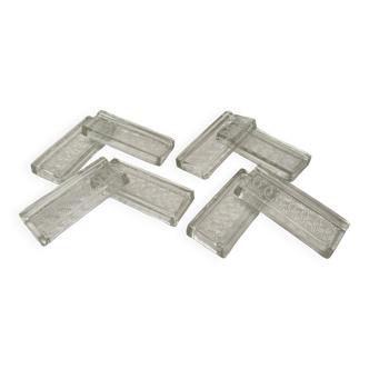 Set of 8 spiral-cut glass knife rests