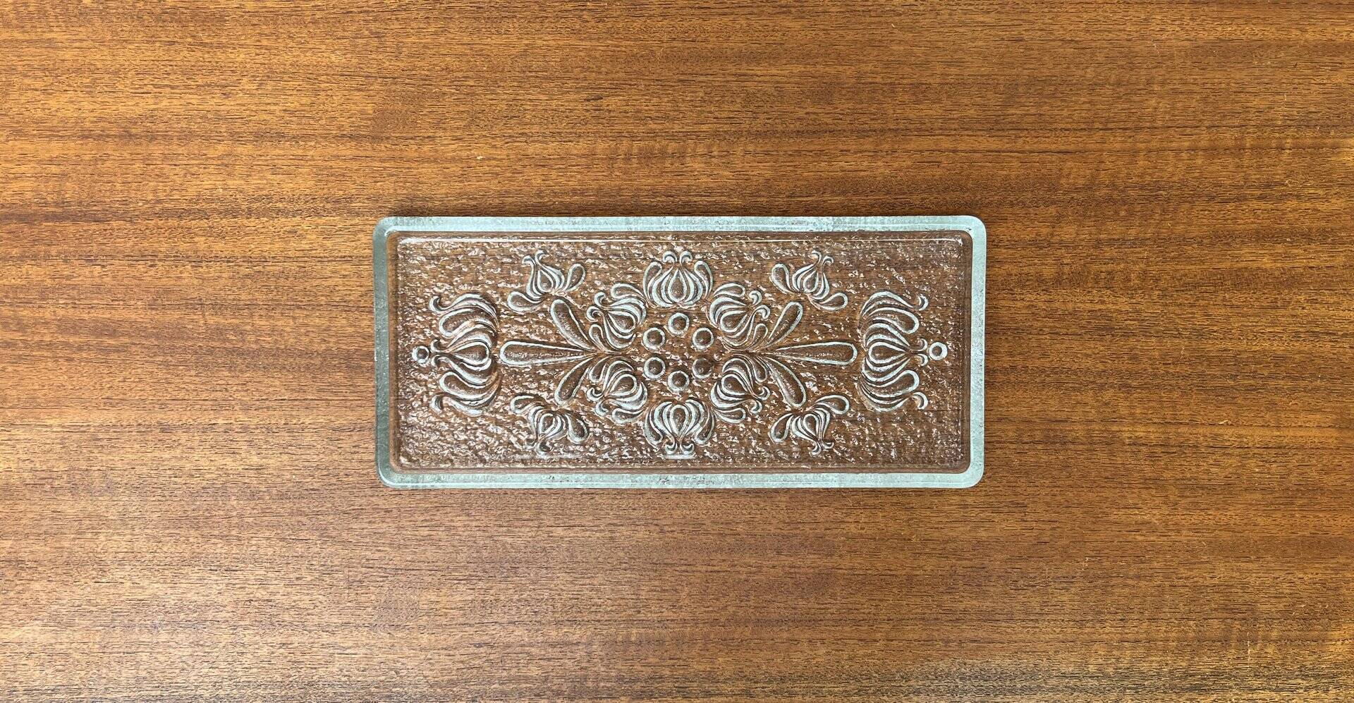 Vintage German floral glass cake plate by Walther Glas, 1970s.