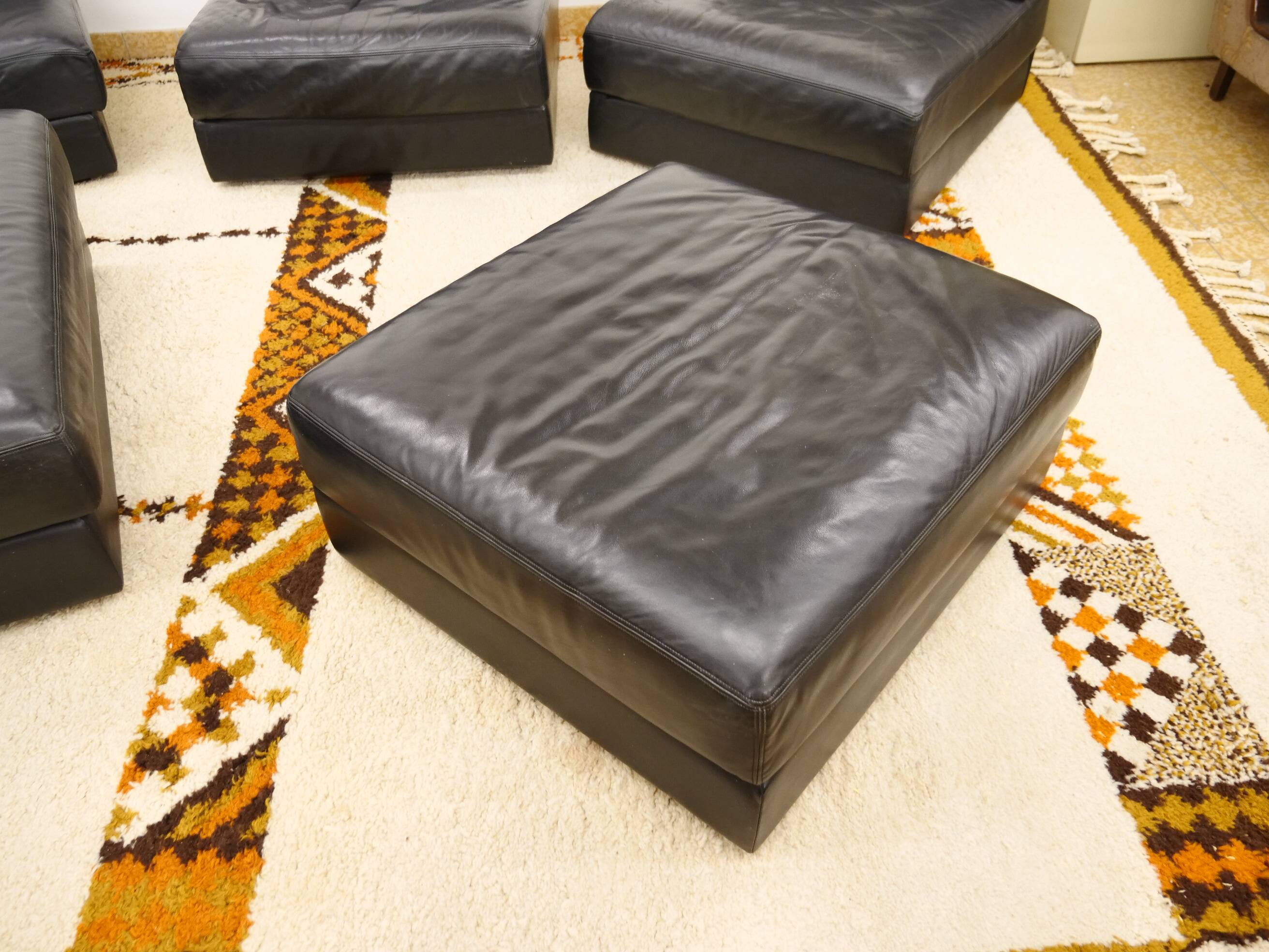 Mid-Century modular sofa in leather by De Sede, Set of 5, 1970s