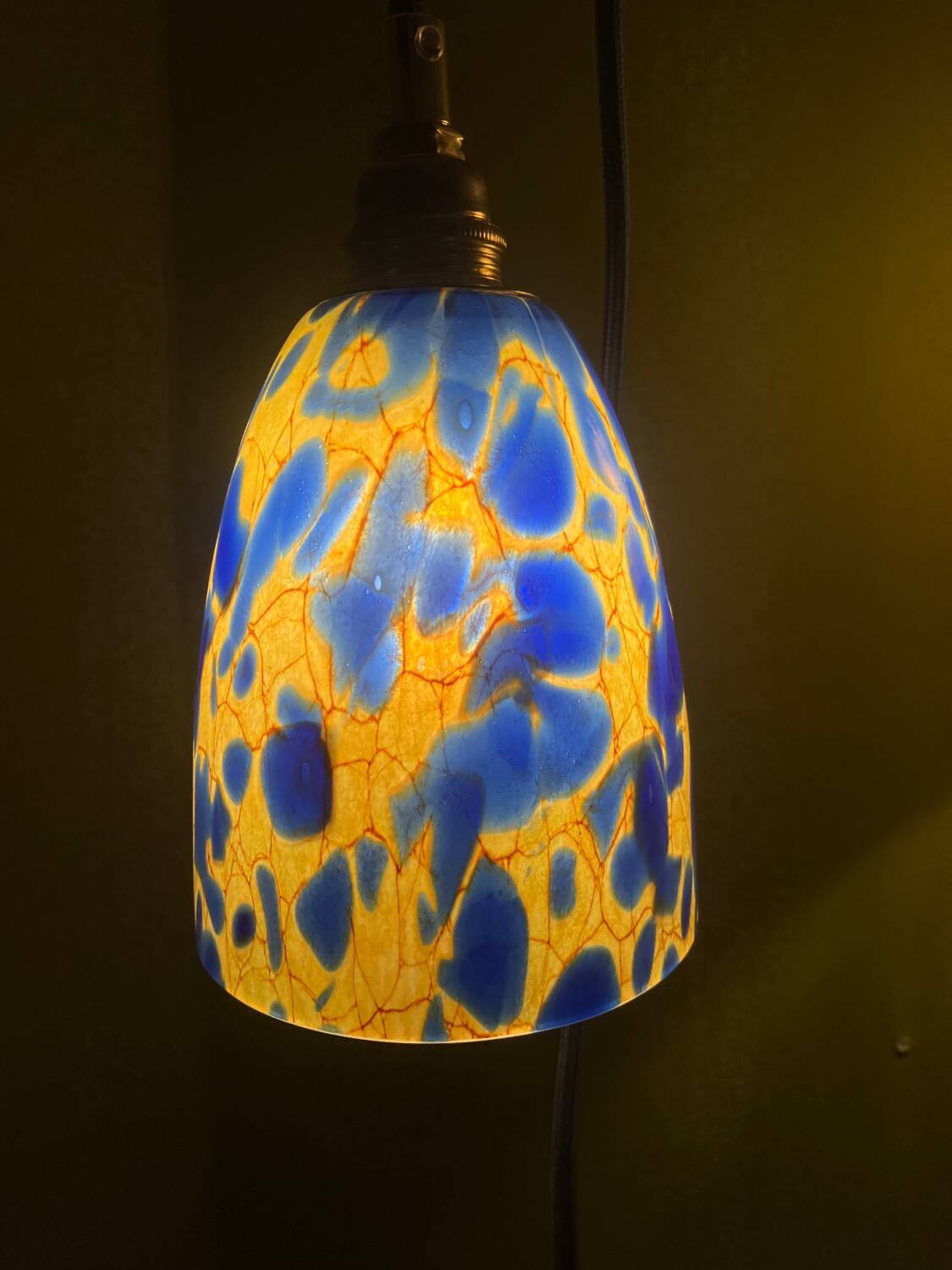 Paire de lampes baladeuses globe pate de verre vintage