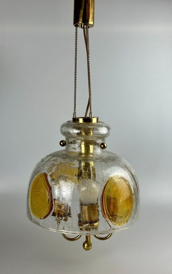 Plafonnier suspension laiton & murano verre 1960's 1970's