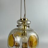 1960's 1970's brutalist ceiling lamp pendant lamp brass & murano glass