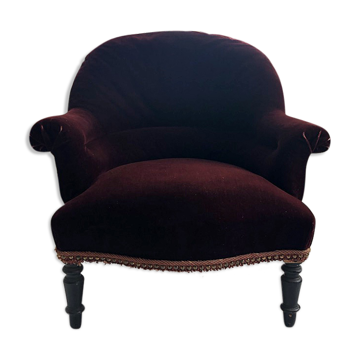 Napoleon III burgundy velvet armchair